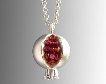 Pomegranate Necklace - Pomegranate Pendant - Pomegranate Jewelry - Silver Pomegranate - TINY Pomegranate Silver Necklace - Made To Order