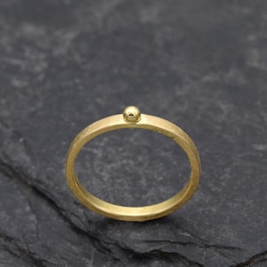 18K Gold Ring - Gold Orb Ring - Made To Order In Your Size - 18K Stacking Ring - Narrow Gold Ring - Minimalist Gold Ring - Delicate 18K Ring