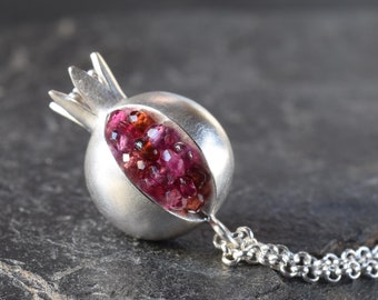 Pomegranate Necklace - Pomegranate Pendant - Pomegranate Jewelry - Silver Pomegranate - TINY Pomegranate Silver Necklace - Made To Order
