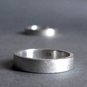 Sterling Silver Ring - Matte Brushed Finish - 4 mm wide - 3 mm wide