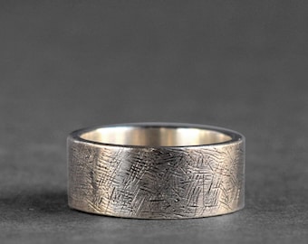 Rustic Sterling Silver Ring - Size 7 1/2 Silver Band - Carved Textured Silver Commitment Ring - Unique Silver Wedding Ring - READY TO SHIP