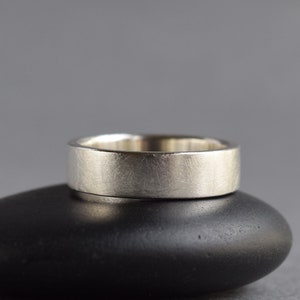 Sterling Silver Wide Ring 6 mm Matte Brushed Silver Band Unisex Recycled Silver Ring Comfort Fit Ring Made to Order in Your Size image 2