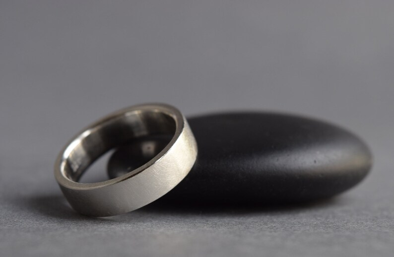 Sterling Silver Wide Ring 6 mm Matte Brushed Silver Band Unisex Recycled Silver Ring Comfort Fit Ring Made to Order in Your Size image 3