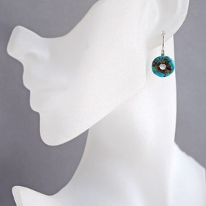 Turquoise Silver Earrings Riveted Turquoise & Oxidized Silver Wire Earrings READY TO SHIP Colorful Everyday Earrings Go To Earrings image 5