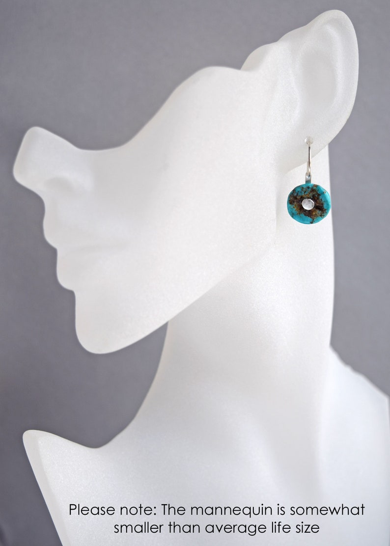 Turquoise Silver Earrings Riveted Turquoise & Oxidized Silver Wire Earrings READY TO SHIP Colorful Everyday Earrings Go To Earrings image 5