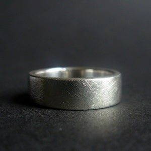 Sterling Silver Wide Ring 6 mm Matte Brushed Silver Band Unisex Recycled Silver Ring Comfort Fit Ring Made to Order in Your Size image 6