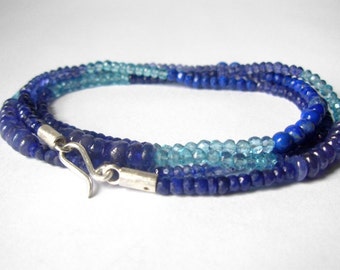 Opera Strand - Blue Gemstone Necklace - Colorful Gemstone Necklace - Blue Gemstone Bead Strand - 34 inches long - blue stone necklace