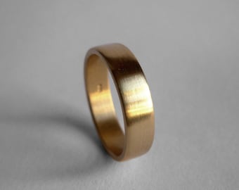 18K Gold Wedding Ring - 5mm Gold Wedding Band - Unisex Gold Wedding Ring - Brushed 18K Recycled Gold Ring - Made To Order In Your Size