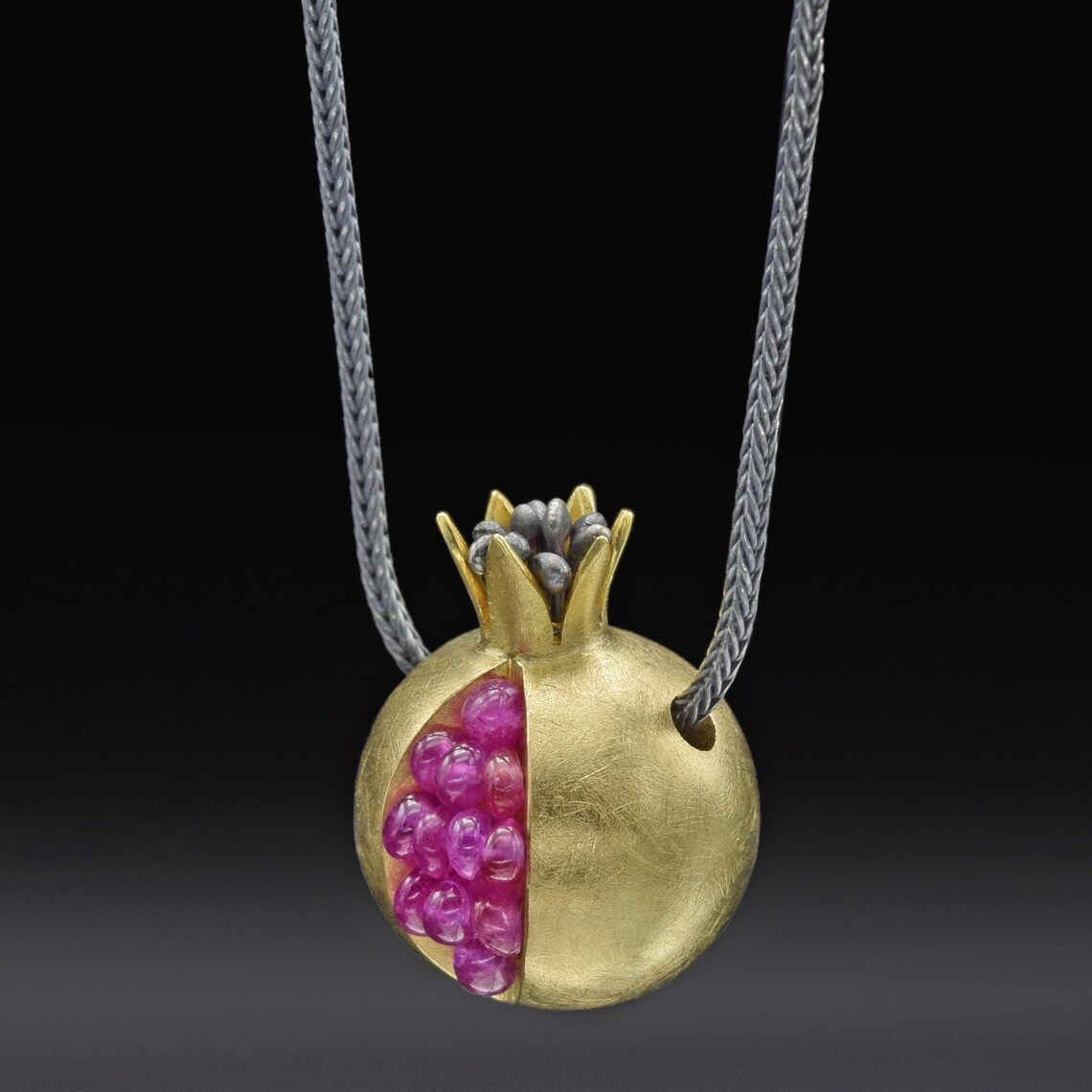 Pomegranate Necklace 18K Gold Pink Sapphire Necklace Etsy