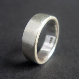 Sterling Silver Wide Ring 6 mm Matte Brushed Silver Band Unisex Recycled Silver Ring Comfort Fit Ring Made to Order in Your Size image 5