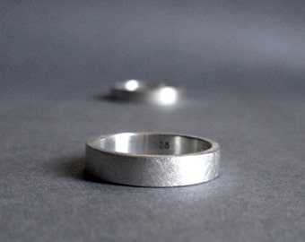 Sterling Silver Ring - Matte Brushed Finish - 4 mm wide - 3 mm wide