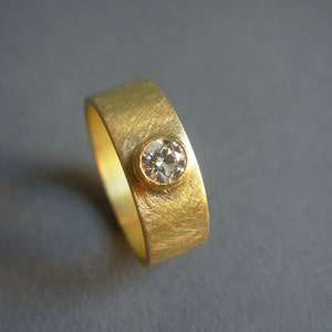 18k Gold Diamond Ring - Diamond Wedding Band - Wide Diamond Ring - Made To Order In Your Size - Diamond Engagement Ring - Diamond Solitaire