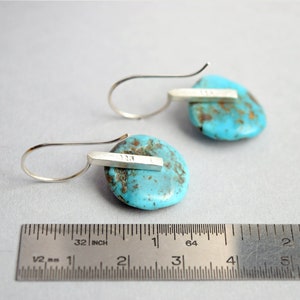 Turquoise Silver Earrings Riveted Turquoise & Oxidized Silver Wire Earrings READY TO SHIP Colorful Everyday Earrings Go To Earrings image 4