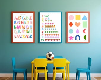 Playroom Posters: Numbers, Shapes, Letters (PDF Download)