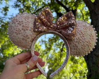 Sparkling rose gold mouse ears