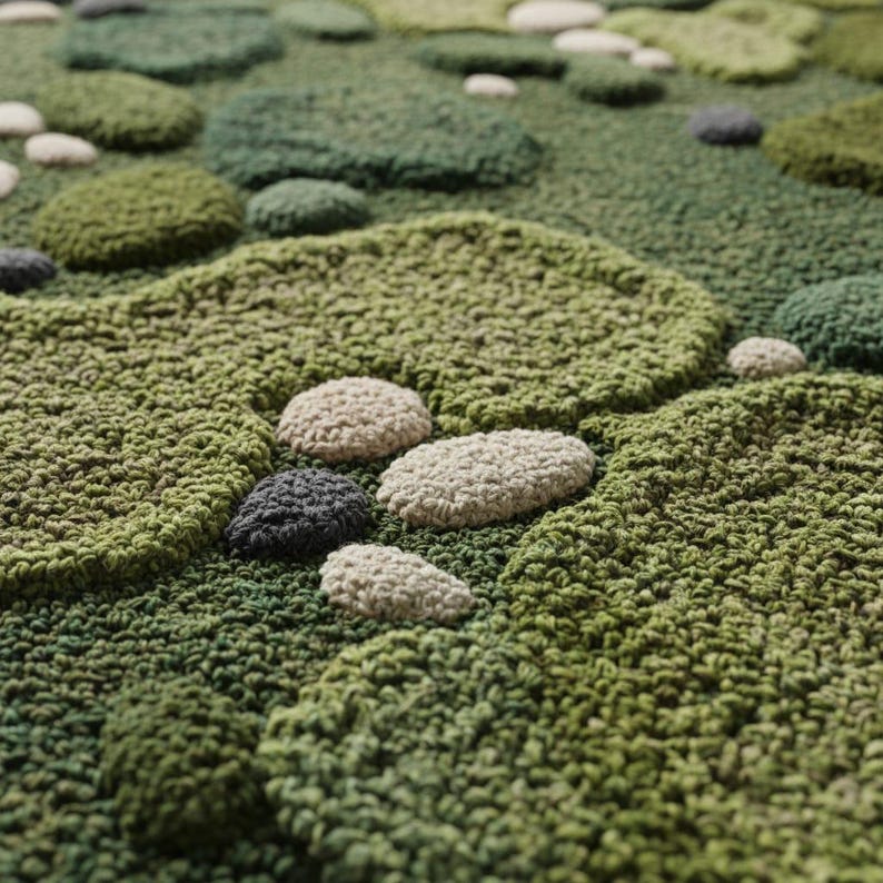 Handmade Moss Tufted Wool Rug: 3D Organic Forest Floor Carpet - Etsy