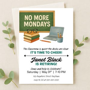 Teacher Retirement Party Invitation | Printable or Digital Download | Retirement Invite for Teachers | Editable Canva Template | Principal