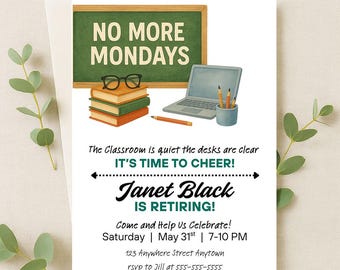 Teacher Retirement Party Invitation | Printable or Digital Download | Retirement Invite for Teachers | Editable Canva Template | Principal
