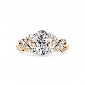 2CT Oval Lab Grown Diamond Engagement Ring | Twisted Band Bridal Ring | Infinity Style Pave Wedding Ring |Custom Fine Jewelry Gift for Women