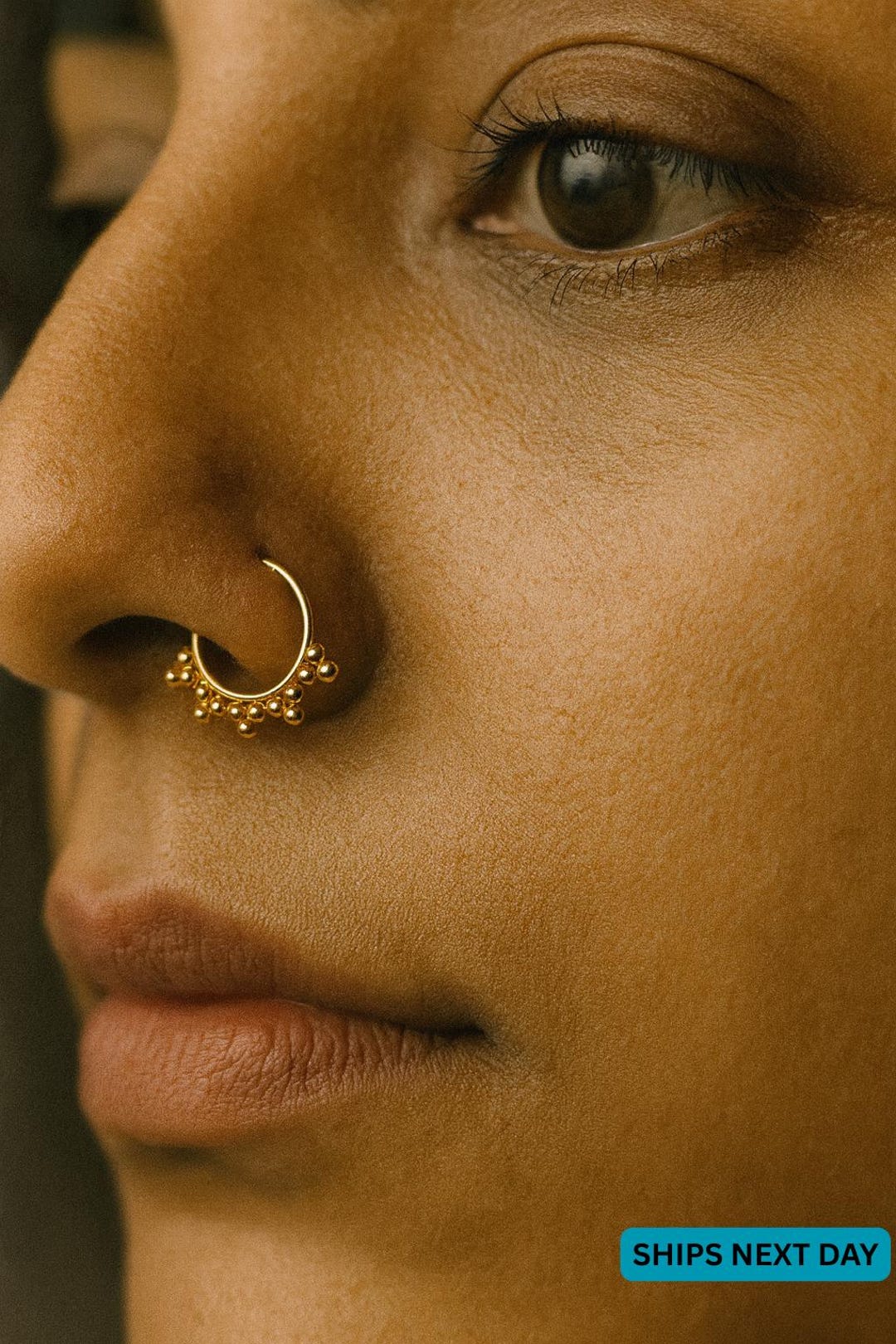 Gold Nose Hoop Ring • Tribal Boho Nose Hoop • Handmade Ethnic Nose ...