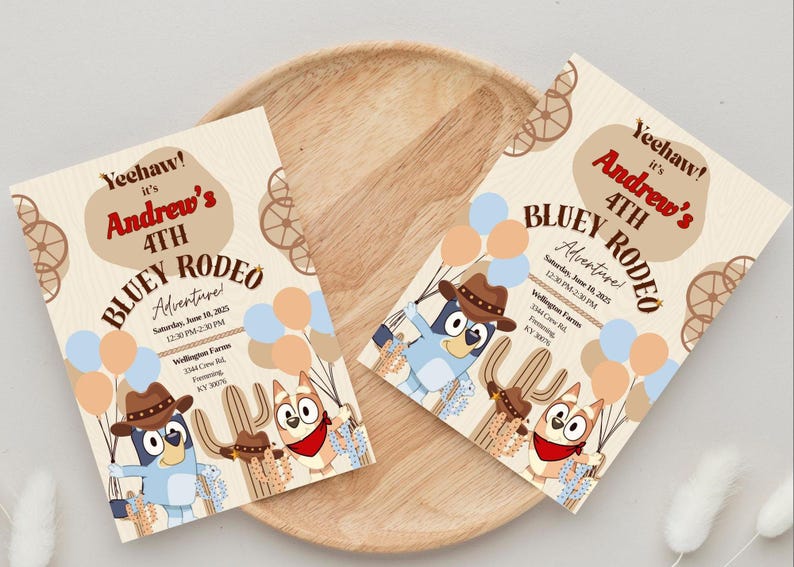 Bluey Cowboy Birthday Invitation | Boy Rodeo Party Invite | Editable ...