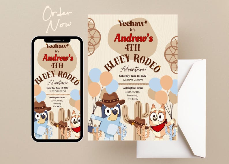 Bluey Cowboy Birthday Invitation | Boy Rodeo Party Invite | Editable ...