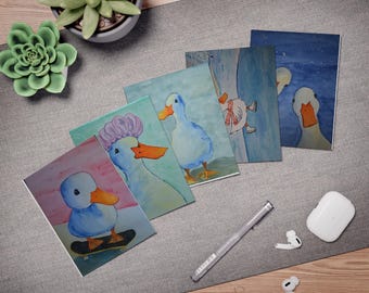 Enten und Gans Grußkarten | Handgemaltes Briefpapier