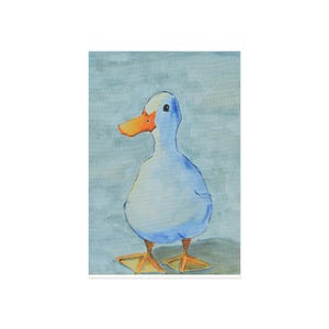Mini Art Print Postcard: Charming Duck Illustration Art