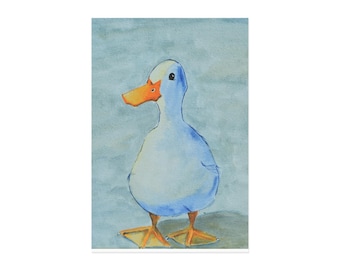 Minikunstpostkaart: illustratiekunst charmante eend