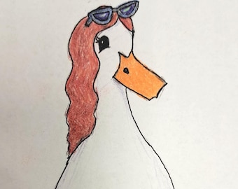 Caricatura personalizada de aves de corral, retrato de pato o ganso dibujado a mano.