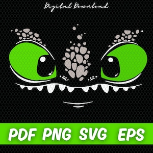 Draak Tandloos png, Ogen Cartoon Draak clipart / Zwarte draak png en svg, Train Your Dragon svg snijbestanden voor Cricut en png DTF