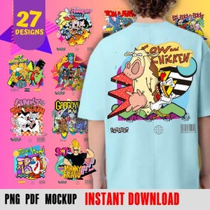 Retro Cartoon  vintage Bundle – 27 PNG Nostálgicos de los 80s y 90s