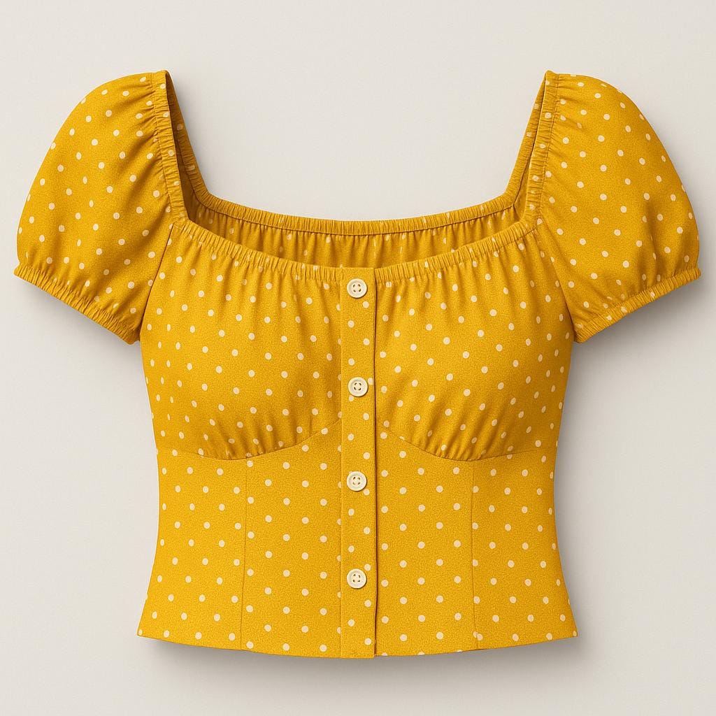 Digital Sewing Pattern PDF Peasant Blouse | Puff Sleeve Button Front ...