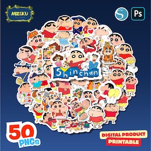 Crayon Shin-chan Stickers: Printable PNG Clipart for Scrapbooking (Digital Download)