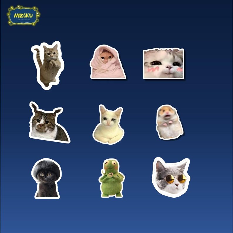 50 Sticker Pack Funny Cat Meme Printable Set Bundle Clipart Print Cut ...