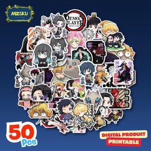 Kimetsu no Yaiba Stickers: Printable PNG Sticker Pack for Silhouette Studio, Scrapbooking (Digital Download)
