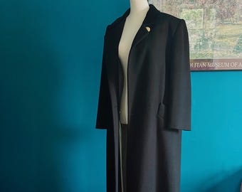 Vintage 1980s Wool Full Length Over Coat / Made in Italy / Long