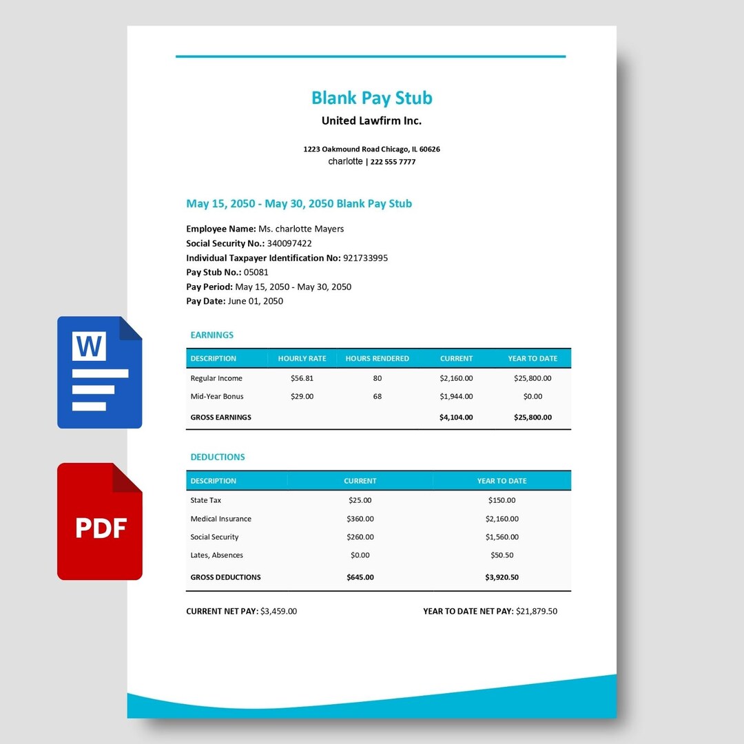 Image 5 for Blank Pay Stub Template Word
