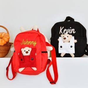 Personalized name children&#39;s school bag, teddy bear backpack, personalized children&#39;s embroidered school bag, unique gift, birthday gift