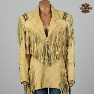 Giacca in pelle con frange vintage da cowgirl nativa da donna, giacca western in pelle scamosciata marrone, giacca in pelle scamosciata con frange da donna, regalo per lei