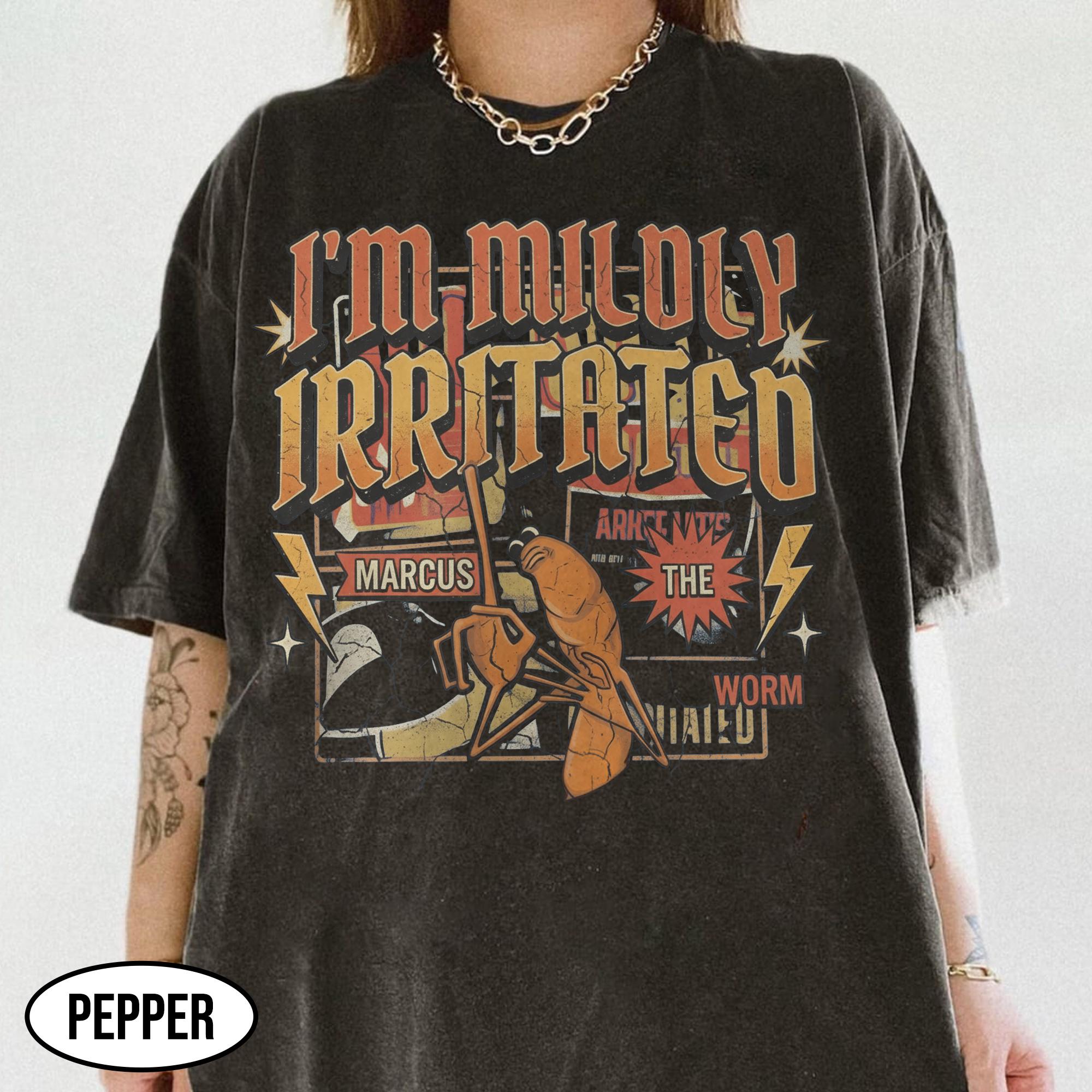 Discover I'm Mildly Irritated Marcus Worm Shirt, Vintage Marcus The Worm Shirt, Funny Brain Rot Tee, Funny Gen Z Meme Tee, You're Ruining The Vibe