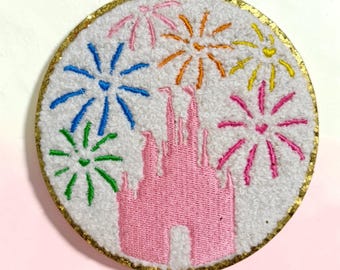 Disney Castle Fireworks Iron on Patch | Disney Theme Park Gift