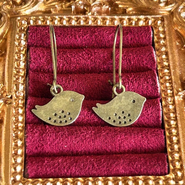 Bronze Bird Earrings | Antique Style |Whimsical | Vintage-Inspired |Nature Jewelry