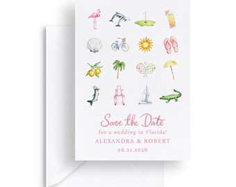 Florida Wedding Save the Date Template: Favorites Watercolor Design (5x7 Editable, Digital Download)