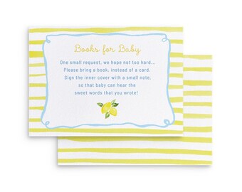 Books for Baby Printable Card, Ciao Baby Shower TEMPLATE, Watercolor Lemons, 3.5x5 in., Double-sided Editable Template