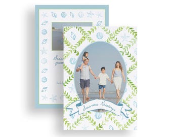 Holiday Coastal Watercolor Photo Card Template: 5x7 Printable (Digital Download)