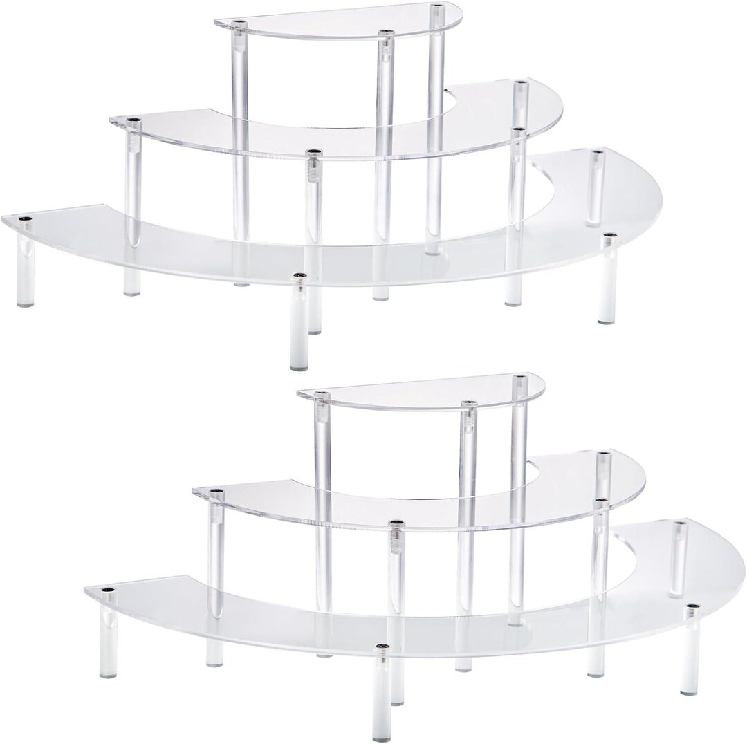 2PACKS Acrylic Display Risers, 3 Tier Clear Cupcake Stand Risers ...
