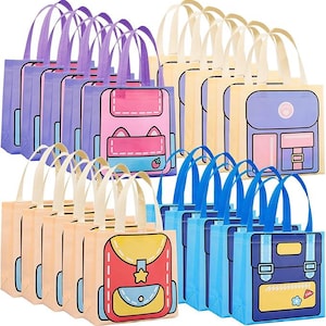 20 Pieces Cartoon Backpack Non-Woven Favor Bags Back To School Gift Bag with Handles Reusable Birthday Goodie Candy Bag for Boys Girls