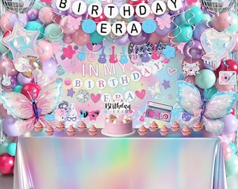 In My Birthday Era Decorations, Taylor Music Birthday Decorations, Popular Singer Theme Party Supplies for Girls Pink Purple Balloon Arch