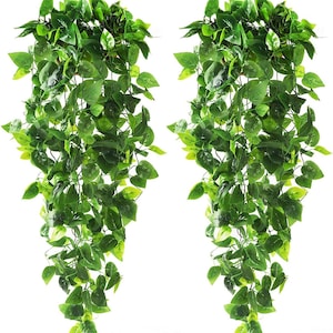 2pcs Fake Hanging Plants 3.6ft Fake Ivy Vine Artificial Ivy Leaves for Wedding Wall House Room Patio Indoor Outdoor Home Shelf Office Decor